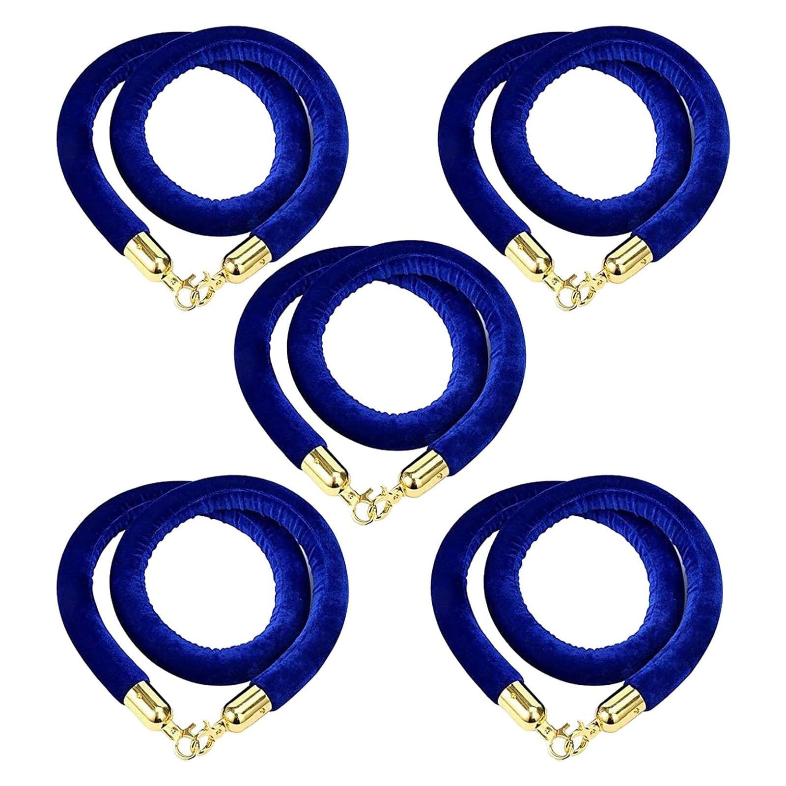 Ghkryd 5Pcs Barrier Rope, Navy Blue Stanchion Queue Line Barrier Rope, Crowd Control Barriers Safety Velvet With Hooks(,13Ft/396Cm)