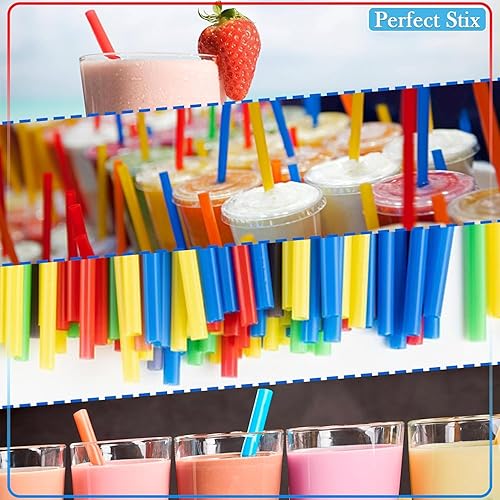 Miniatura 7 de Pajitas de batido jumbo de 210 quilates, de plástico desechable multicolor, grande de boca ancha, pajitas de té Boba (0.43 pulgadas de diámetro y 9