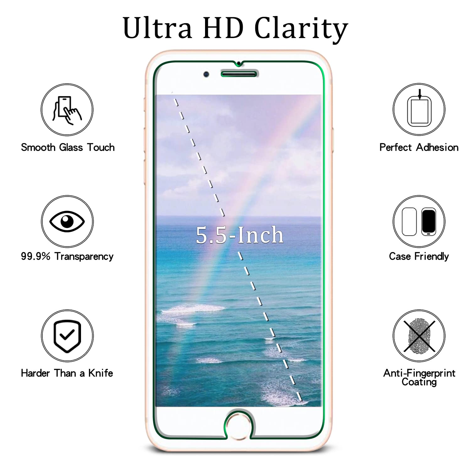 MAYtobe – 2 Pellicole In Vetro Temperato Per IPhone SE 2020/8/7/6/6S – Durezza 9H, 0,33mm, Ultra Trasparente