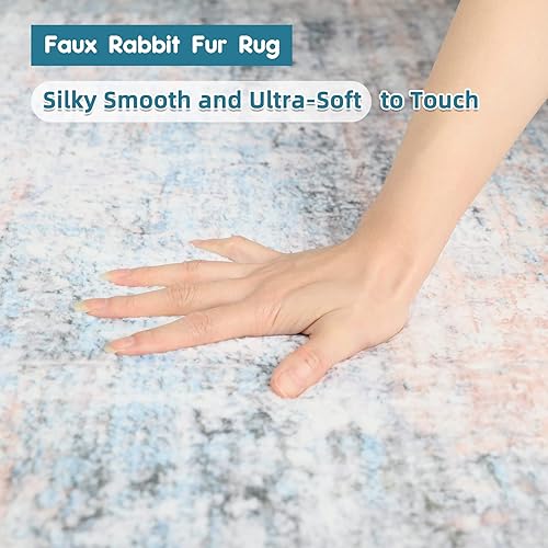 Miniatura 79 de Dripex Alfombra de piel sintética de conejo de 5 x 7 pies, alfombras esponjosas para sala de estar, alfombras lavables a máquina para dormitorio