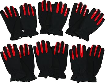 Ironton High-Dexterity Gloves, 6 Pairs, Black/Red, Large