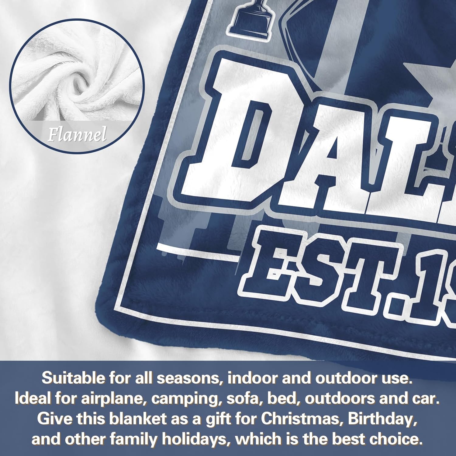 Blanket for Dallas, Fans Gifts for Dallas, Football Stuff for Women, Football Gifts for Men, 80"x60" Blankets Throws Lightweight Soft Flannel - Image 5