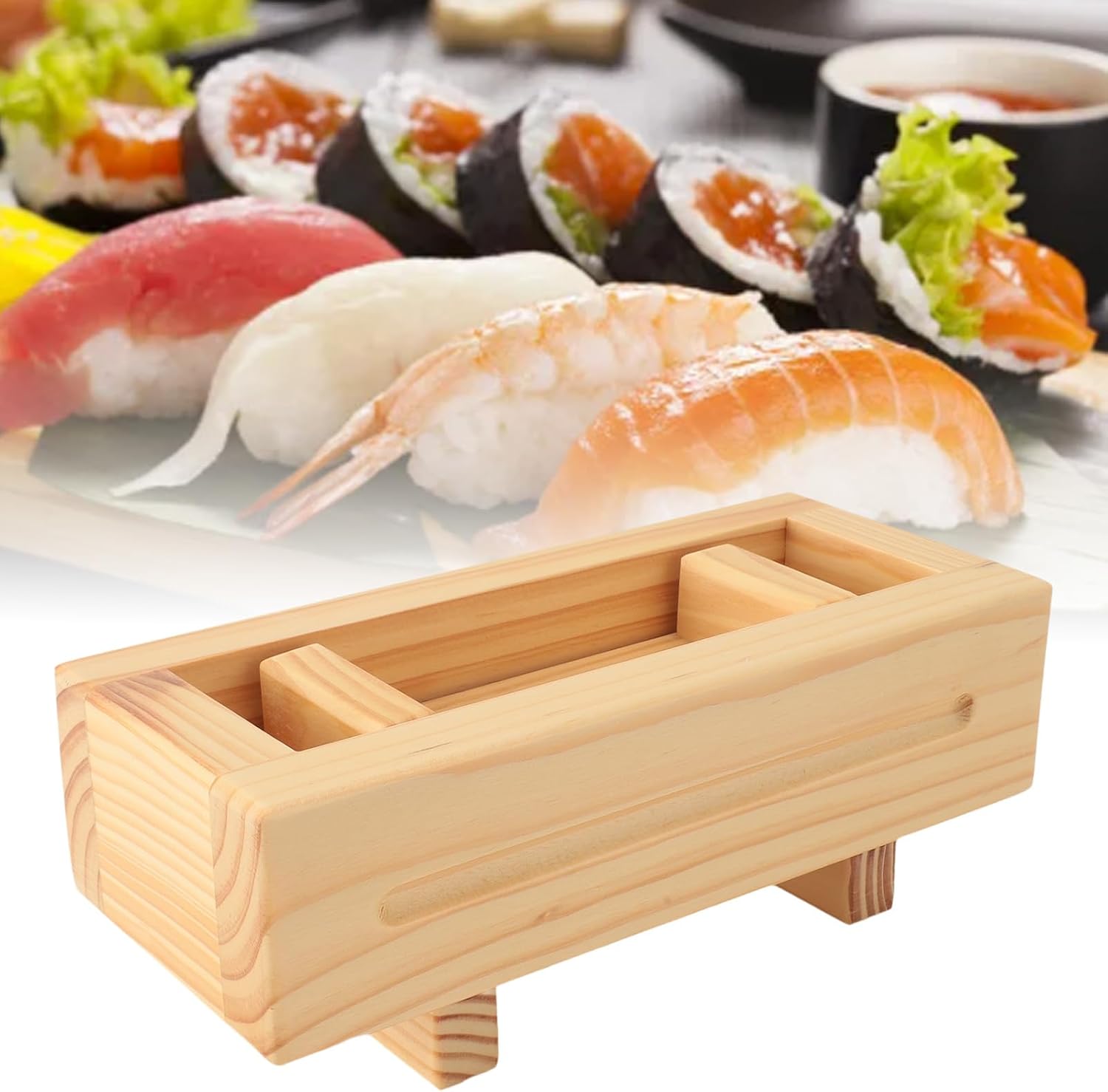 Sushi Making Tool, 22.5x8x9.5cm Rectangular Sushi Rice Roll Wood DIY Maker