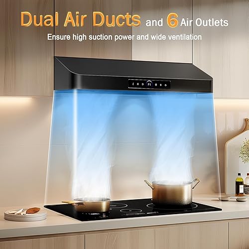 Miniatura 8 de Campana extractora debajo del gabinete de 30 pulgadas, 1200 CFM, campana de cocina de 4 velocidades con control táctil y detección de gestos,