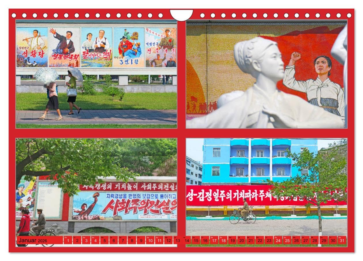 NORDKOREA - SCHÖNES UNGEWÖHNLICHES FARBIGES FREUNDLICHES (Wandkalender 2026 DIN A4 quer), CALVENDO Monatskalender: Nordkoreas interessante Sonnenseiten.