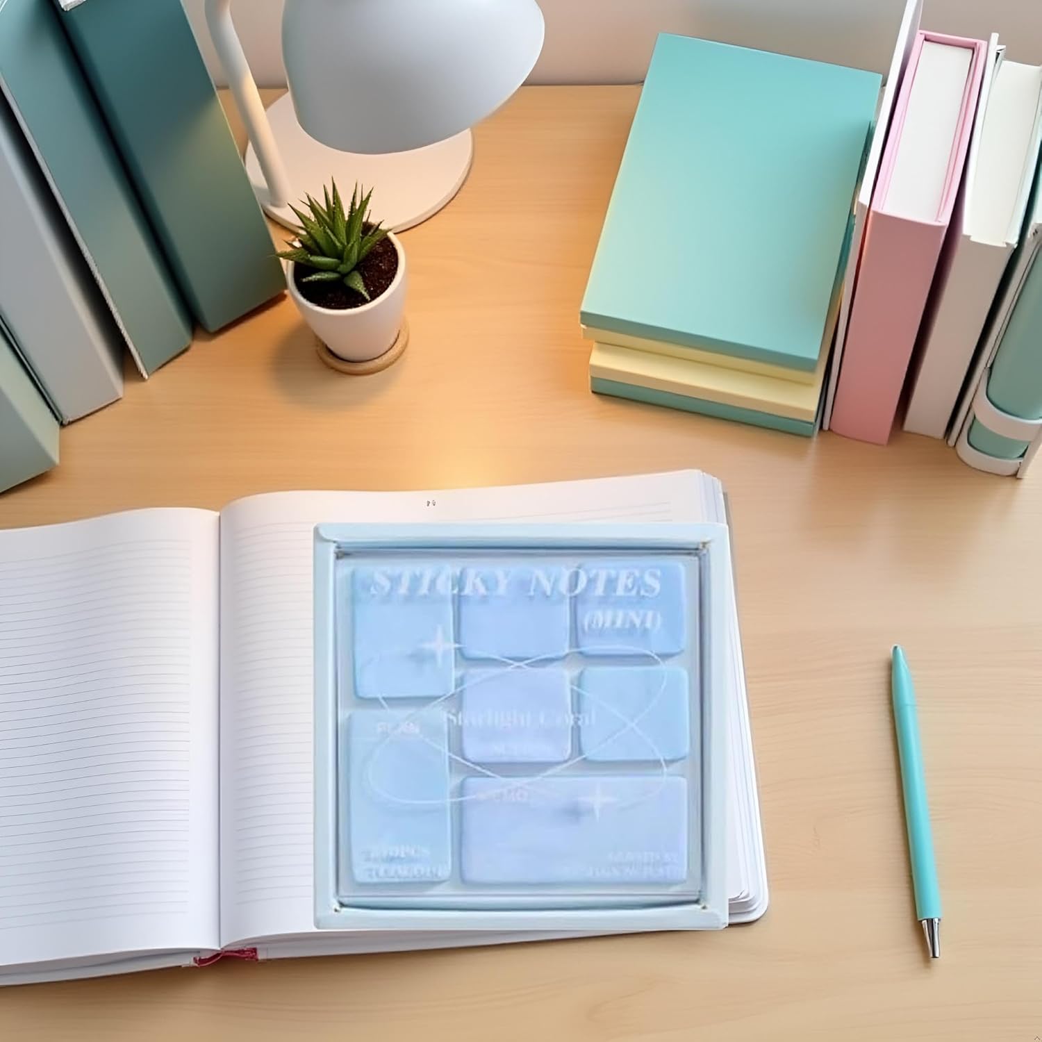1Pc Blue Mint Small Sticky Notes,4 Styles Set,Cute School Supplies,Quick Removal,Self-Stick Note for Office School Personal Note Pads Convenient to Carry,Notebooks and Writing Pads,Pastel Colors - Image 6