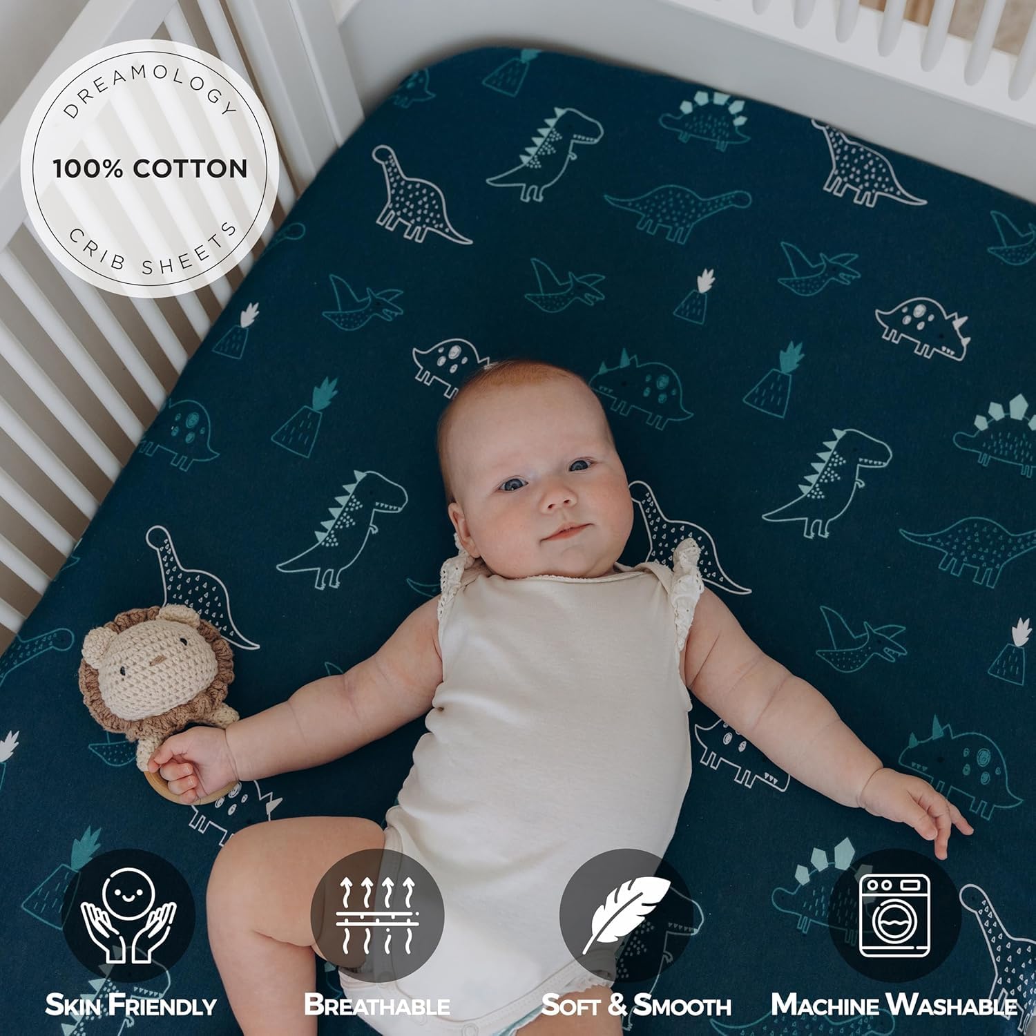 Dreamology Cotton Cot Bed Sheets,100% Cotton Jersey Cot Bed sheet, Fitted sheet, Girls, Boys, Cot Bed Sheet and Crib sheets - Image 3
