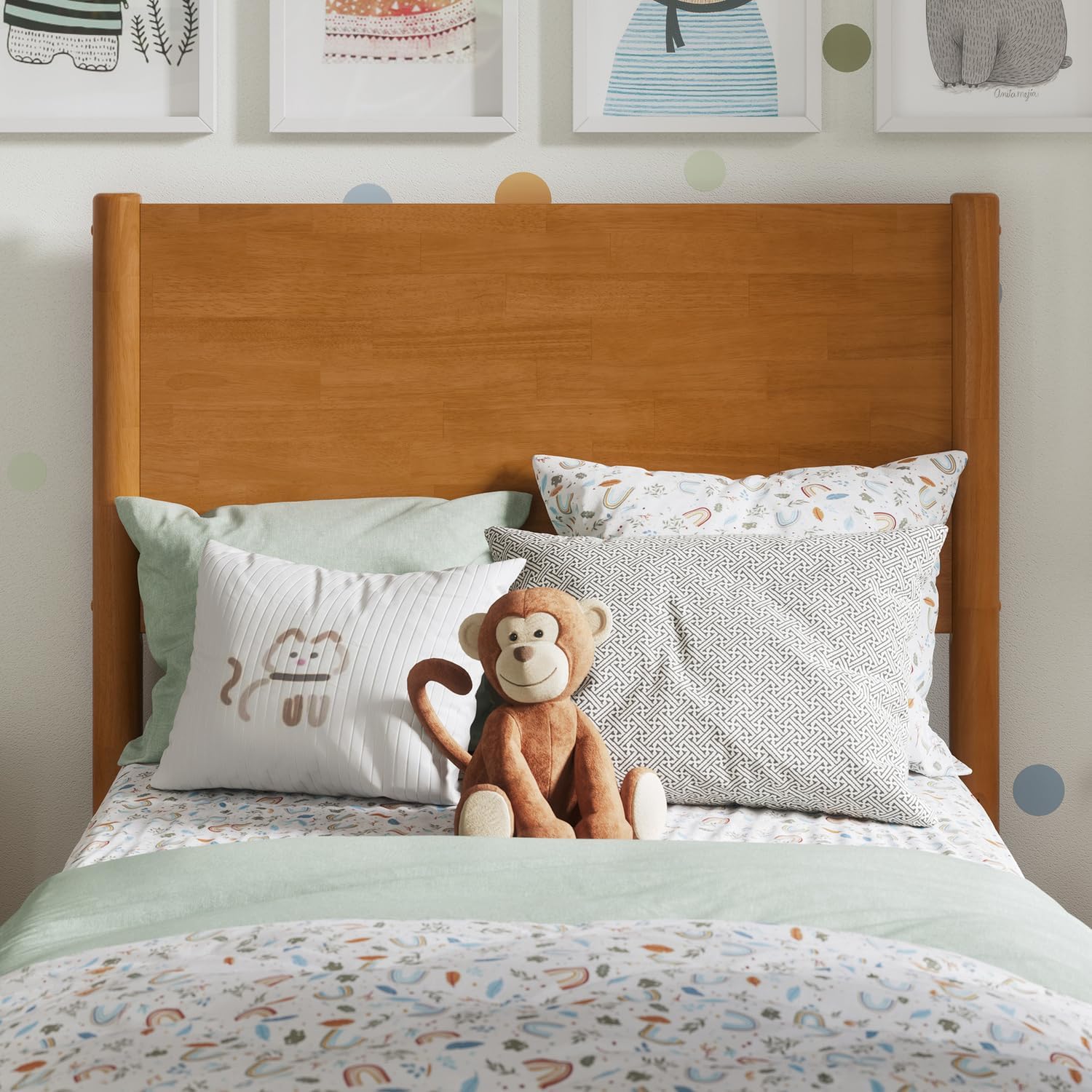 HomeStock Twin Solid Wood Low Profile Platform Bed in Light Toffee