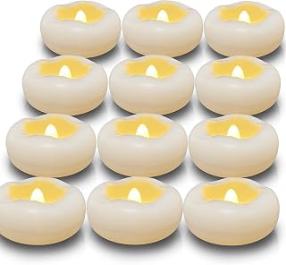 Floating Candles, 12 Packs 2.3 Inch Flameless LED Candle, 160+ Hour Battery Operated Waterproof Tealights for Wedding Centerpieces Marriage Proposals Pool Party Cylinder Vases Spa Christmas New Year