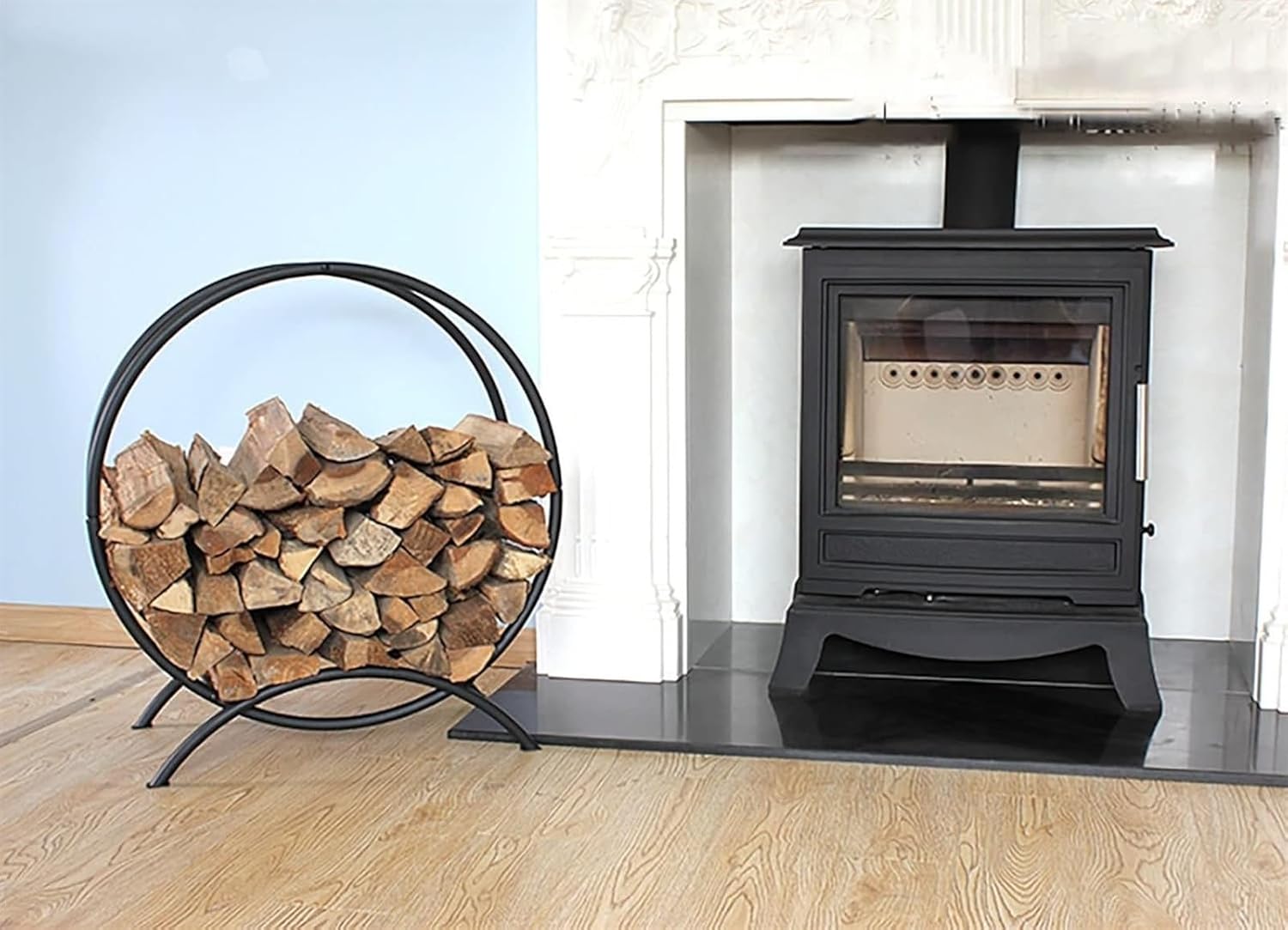 Firewood Rack Firewood Rack Outdoor, Garden Log Rack Holder, Indoor Metal Fireplace Wood Stacker, Heavy Duty Wrought Iron Wood Storage Rack, Easy Install