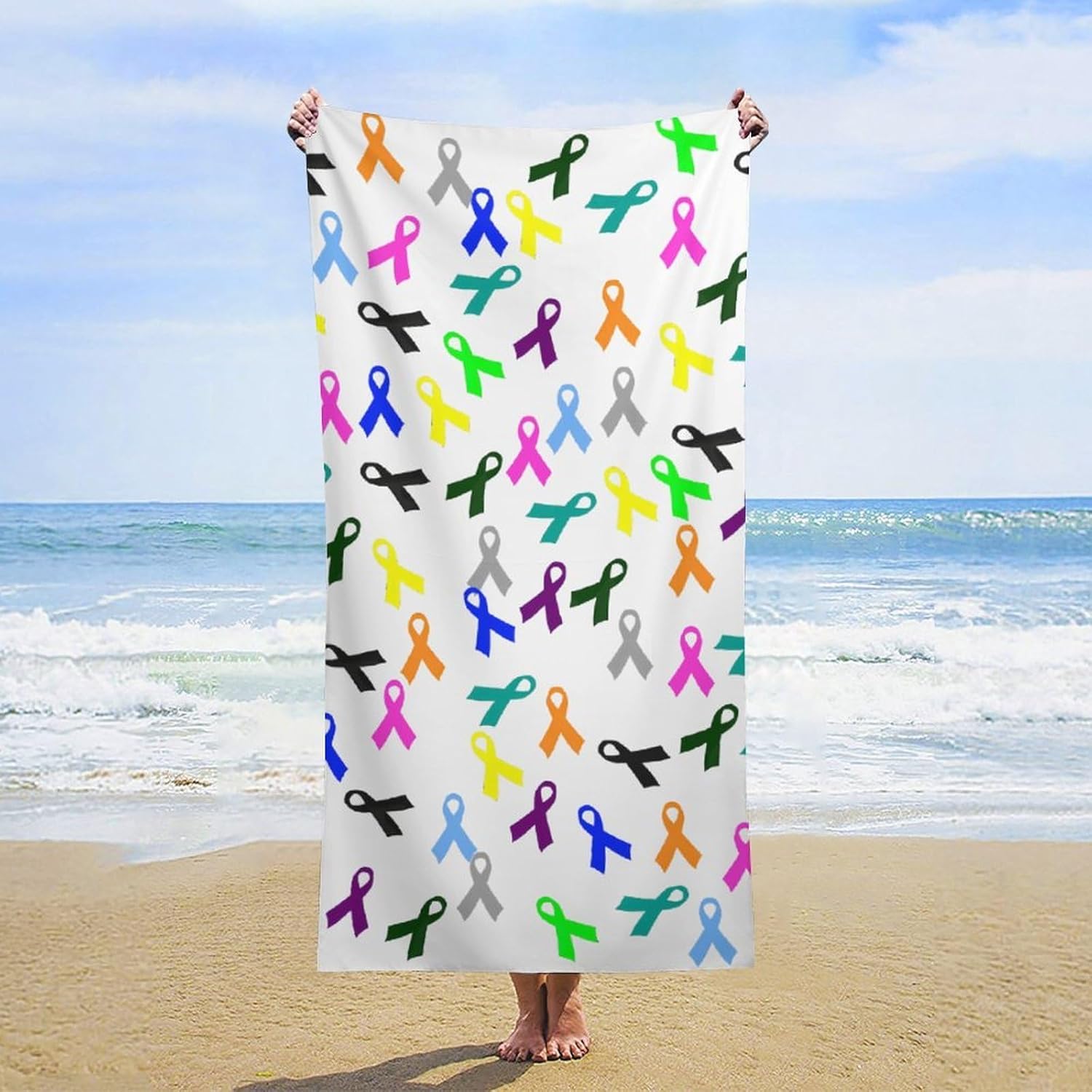 Cancer Ribbon Large Size Fashionable, Soft and Comfortable Bath Towel 160x80cm