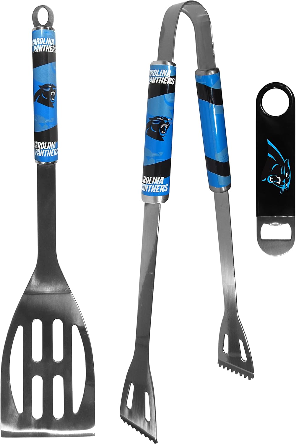 Siskiyou Sports NFL Carolina Panthers Unisex 2 pc BBQ Set and Bottle Opener, Team Colors, One Size