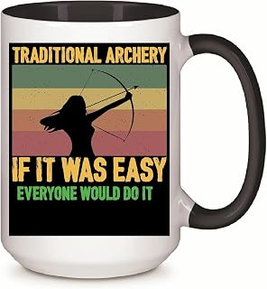 Traditional Archery Gifts for Sportonly Fans Ideal for Archery Lovers 11oz 15oz Inner Color Accent Mug