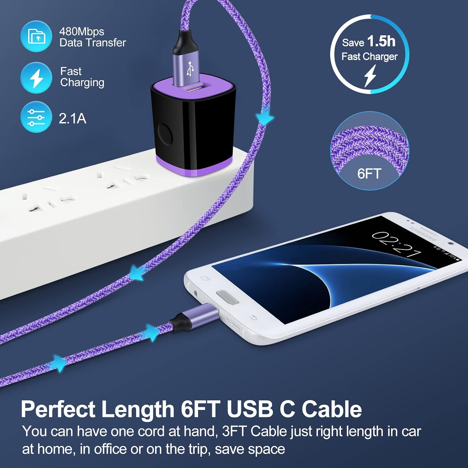 Android Fast Charger, Wall Charger Box 6FT Micro USB Charging Cable for Samsung Galaxy S7 S6 S5 J7 J7V J8 J3 J3V J5 J6 Plus,Motorola Moto E7 Plus Specs,E (2020) Specs,G6 Play E6 E5 G5 G4 LG K50 K40