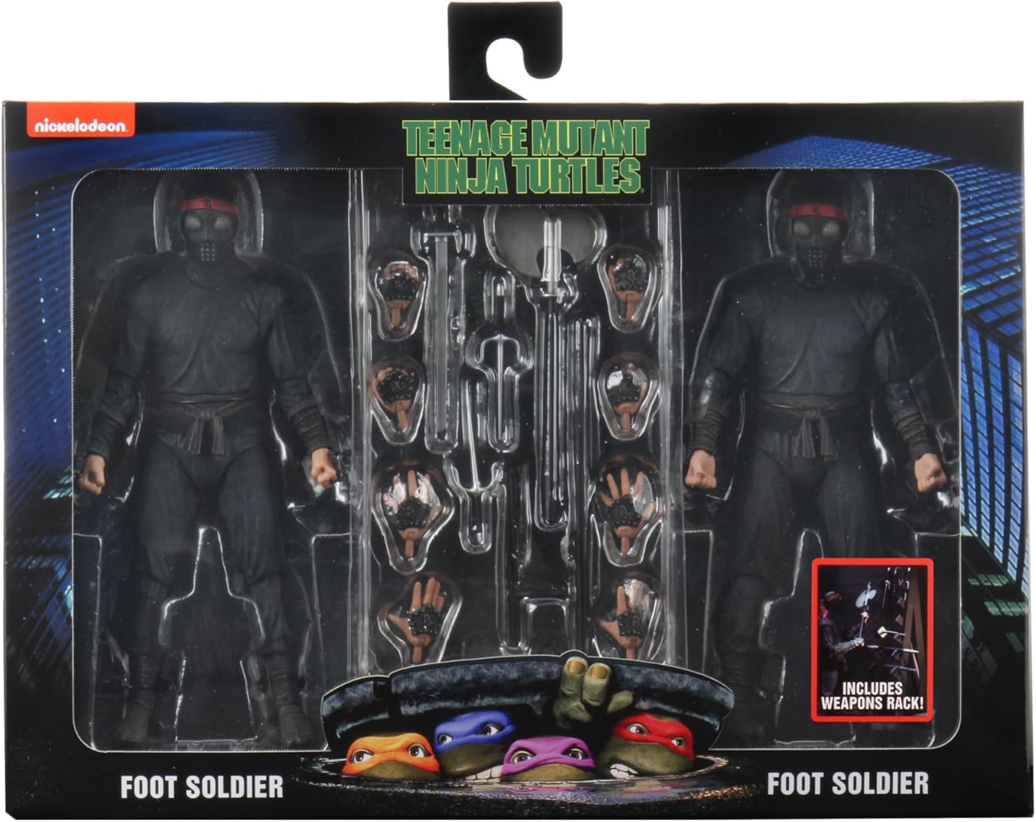 NECA - Teenage Mutant Ninja Turtles (1990 Movie) - 7” Scale Action Figure - Foot Solder 2 Pack with Weapons Rack