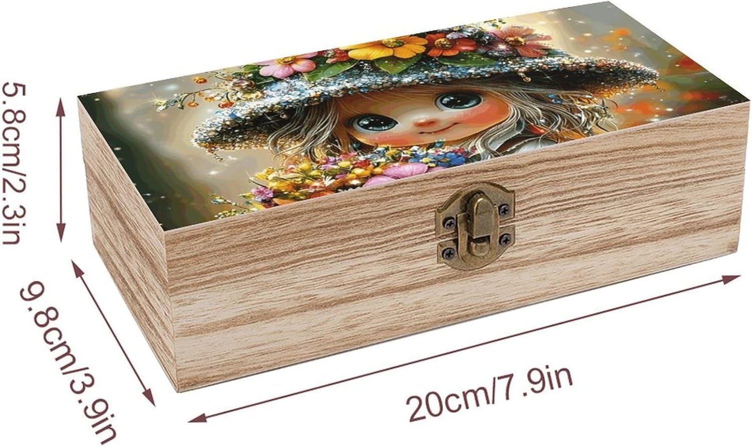 Little Flower Witch Wooden Gift Boxes Memory Box for Keepsakes image 2