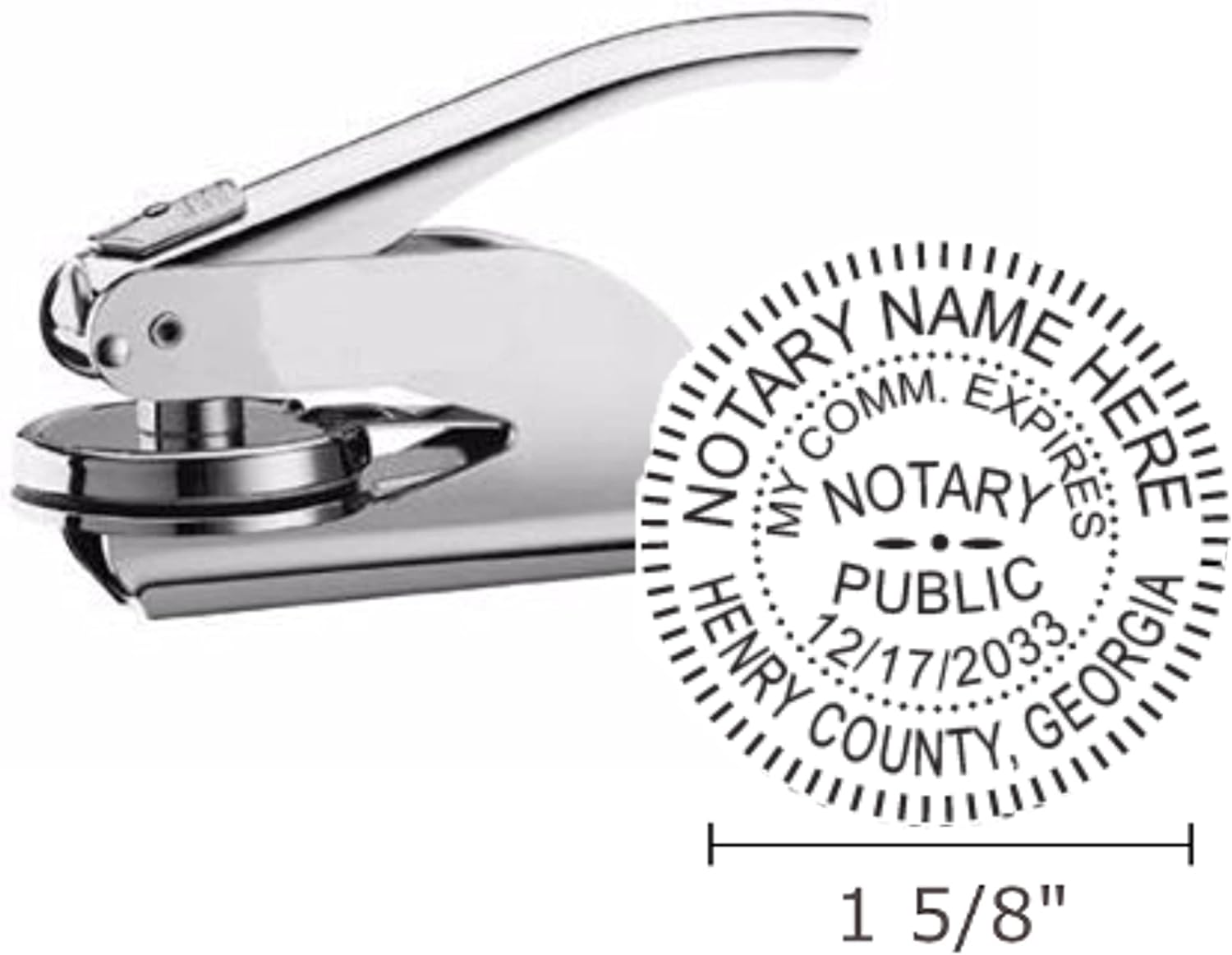 Georgia Notary Seal Embosser, Pocket/Hand Model, 1-5/8 Impression, Silver