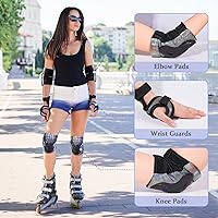 Vista 2 de Bienbee Rodilleras para hombres, rodilleras, muñequeras, rodilleras y coderas, conjunto de equipo de protección para adultos, para patinaje