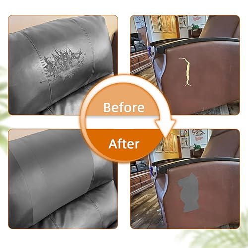 Miniatura 130 de Cinta de reparación de cuero, parche de reparación de cuero autoadhesivo para sofá, muebles, sofás, asientos de automóvil, kit avanzado de Café