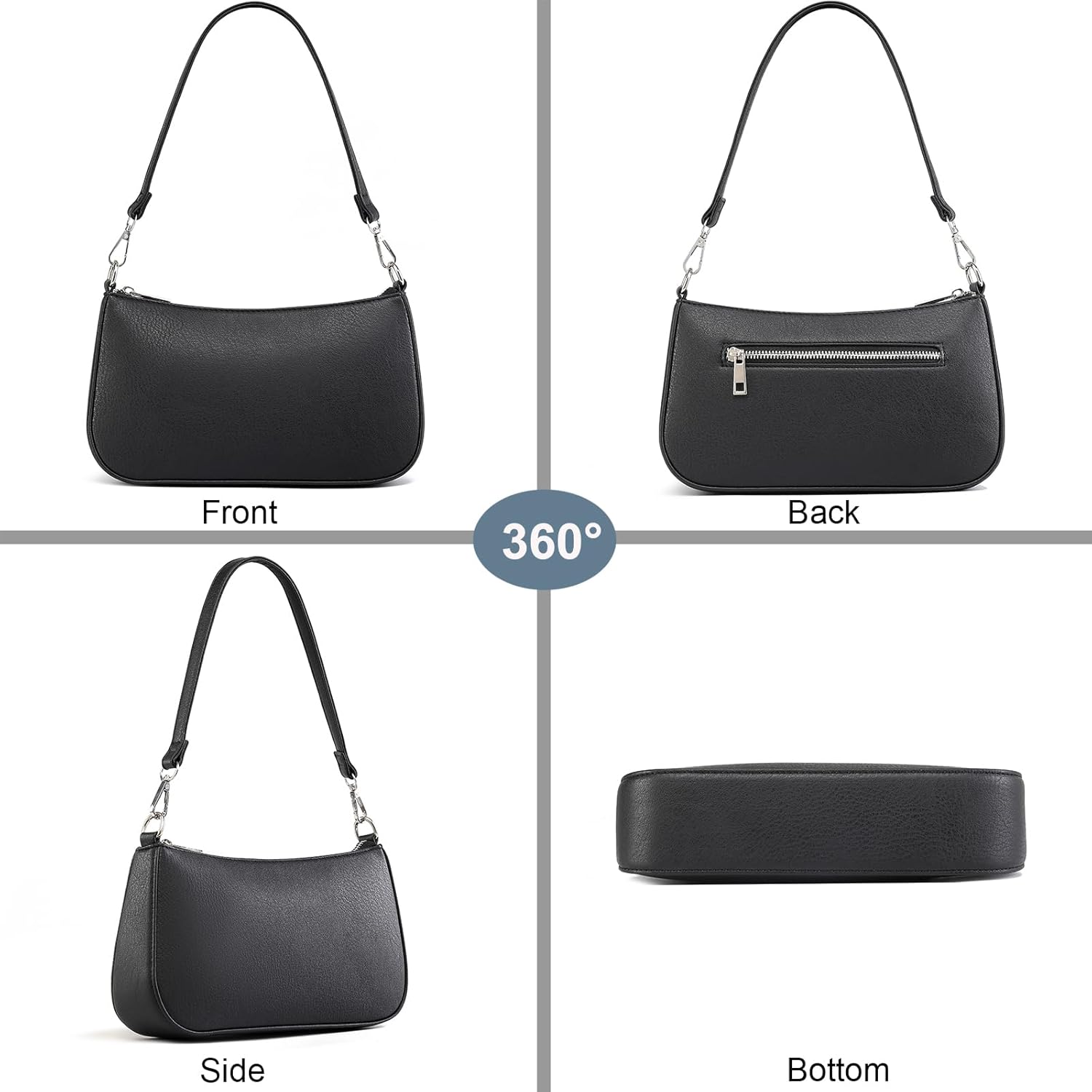 NIUEIMEE ZHOU Small Shoulder bag with 2 Removable Straps Cross Body Clutch Purse Handbag for Women - Image 4