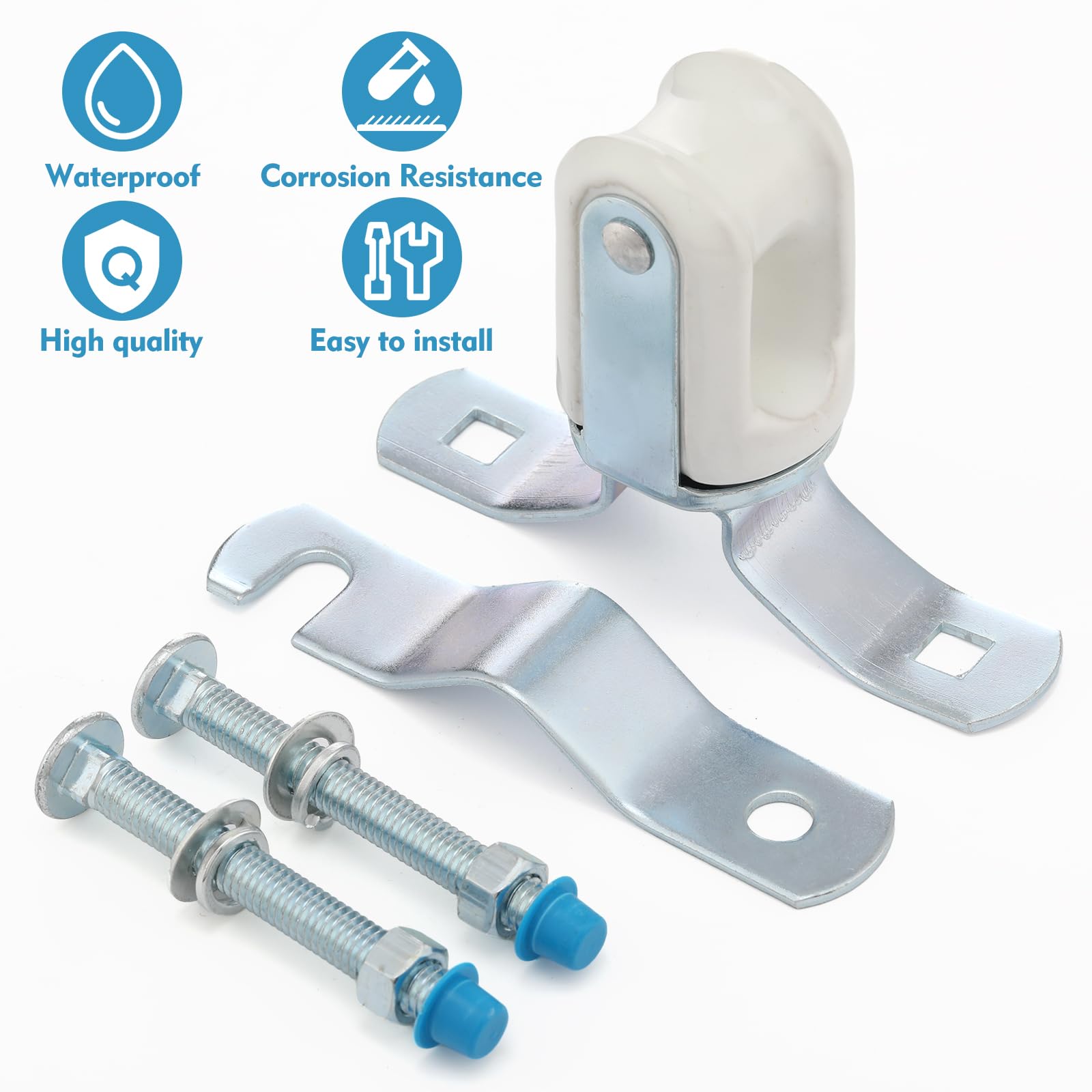 Airmont Products AP-10921 Heavy Duty Adjustable Porcelain Wire Holder, Reinforced Steel Saddle Clamp Fits 1-1/4 To 3 Inch Pipe Or Pole
