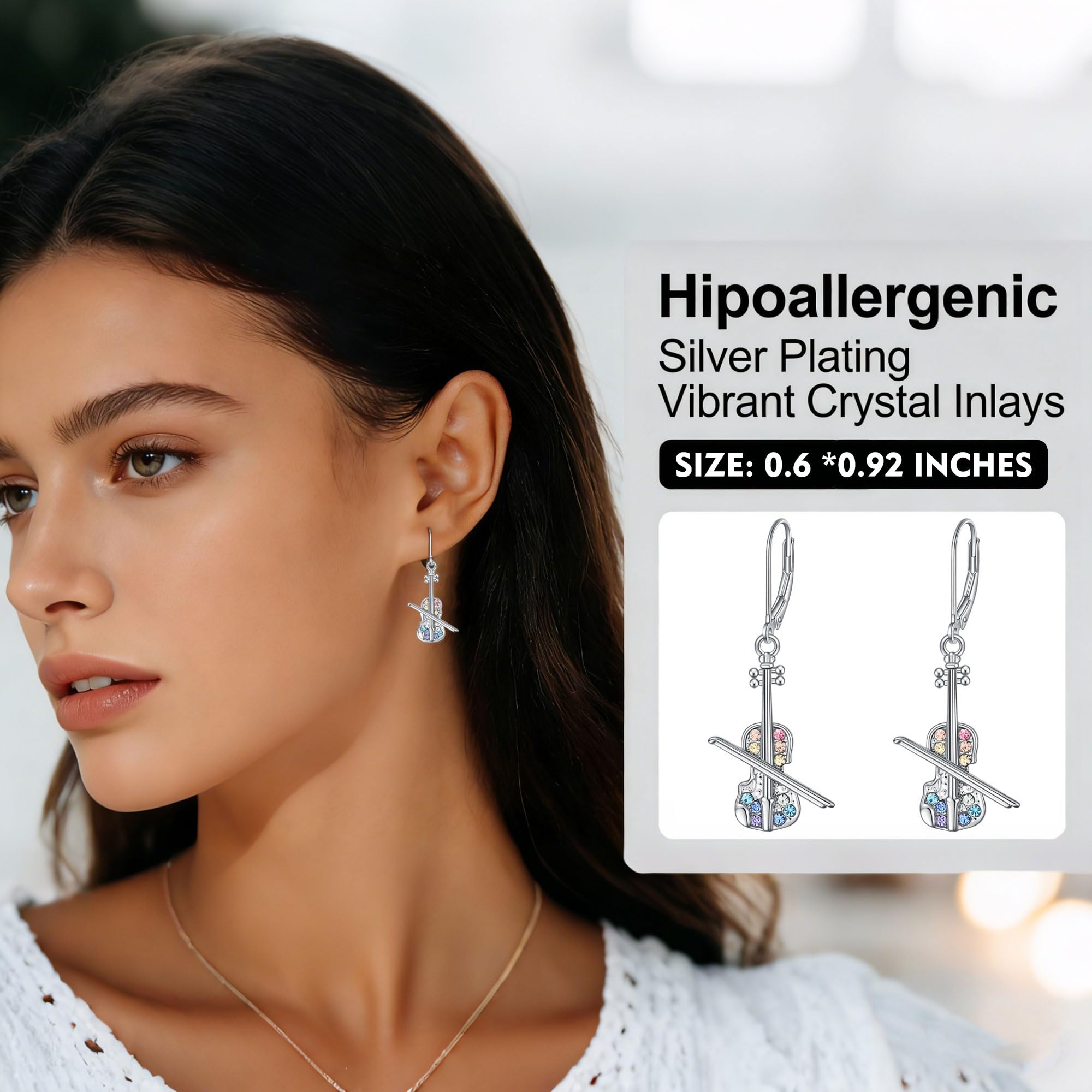 Guitar/Violin/Music Note/Piano Earrings Jewelry,Concert Musicals Gifts for Musical Theatre Lovers,Music Themed Gifts for Valentine's Day Christmas