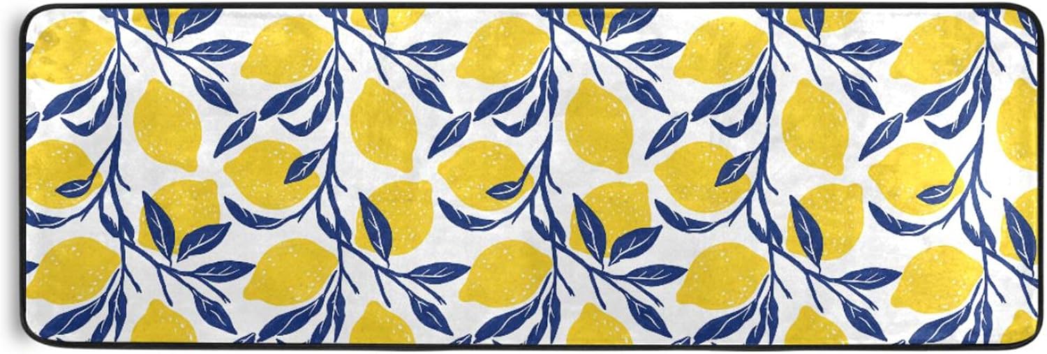 MNSRUU Long Runner Rug for Hallway Tropical Yellow Lemons Fruit Area Rug Indoor Runner Mat Entry Carpet for Corridor Kitchen Floor 2x6 FT