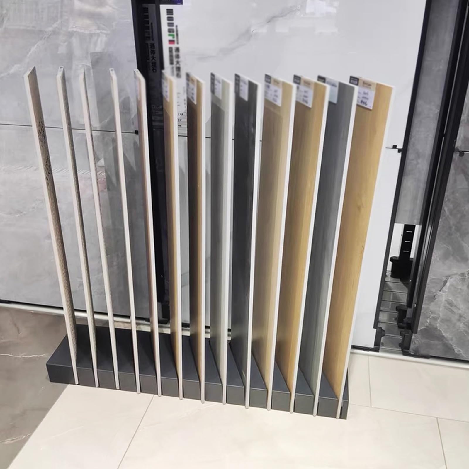 Vertical Stone And Floor Tile Sample Rack,Metal ceramic tile display rack，tile display stand,Floor-Standing Large Wooden Floor Sample Holder Sample Door Stand, building material sample display rack(Bl