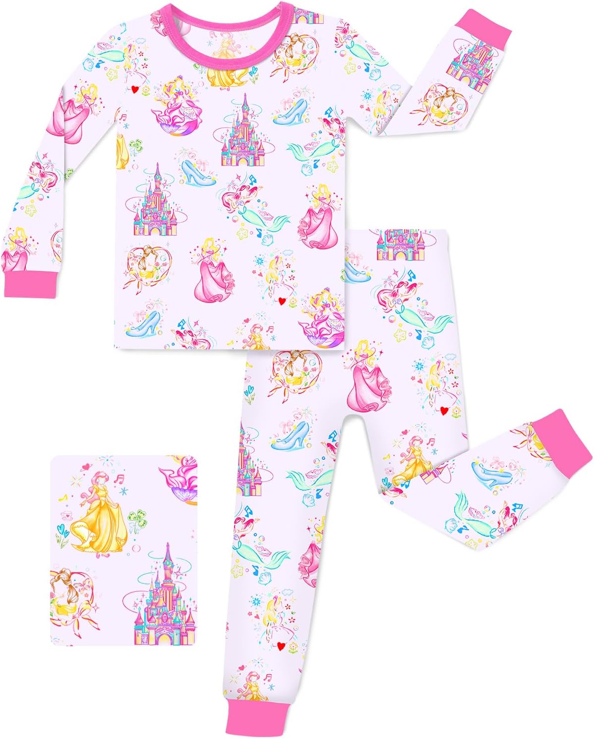 babee Reshinee Bamboo Viscose Toddler Girls Kids Pajamas Unicorn Mermaid Pjs Long Sleeve Snug fit 12M-8Y 2pcs Soft Jammies
