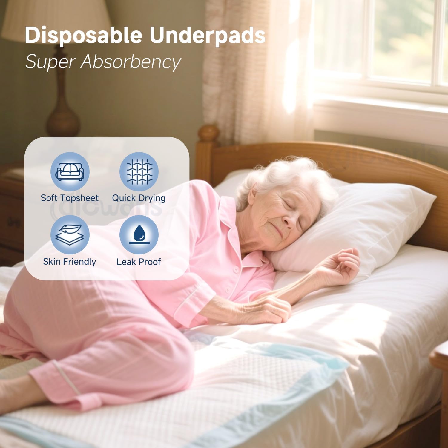 50 Count 30” x 36” XXL Disposable Underpads, Super Absorbent Leakproof Quick Drying, Baby Puppy & Adults Bed Pads Disposable Adult, Dog Pee Pads Extra Large, Incontinence Bed Pads - Image 5
