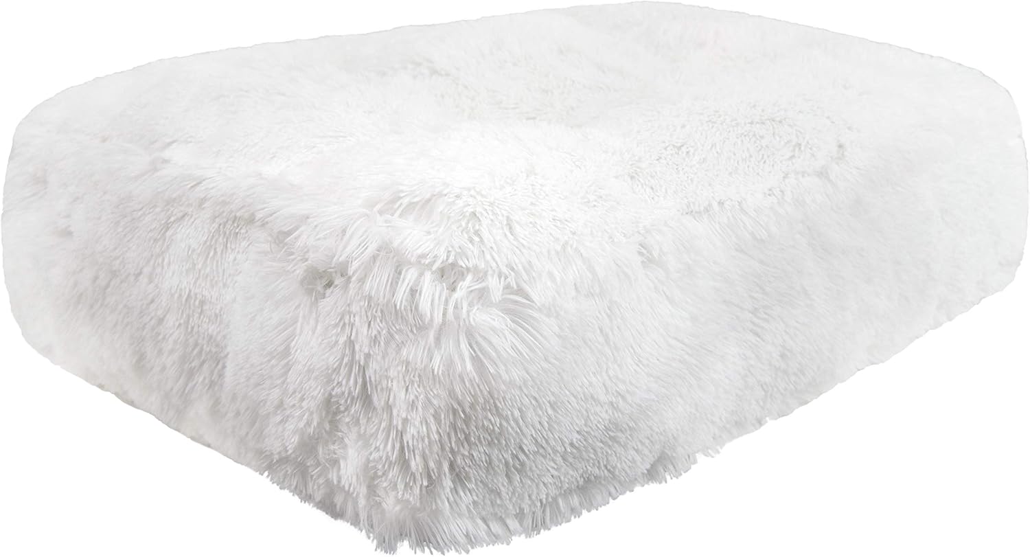 Bessie and Barnie Frosted Willow Extra Plush Shag Faux Fur Luxury Sicilian Rectangle Pet/Dog Bed (Multiple Sizes)