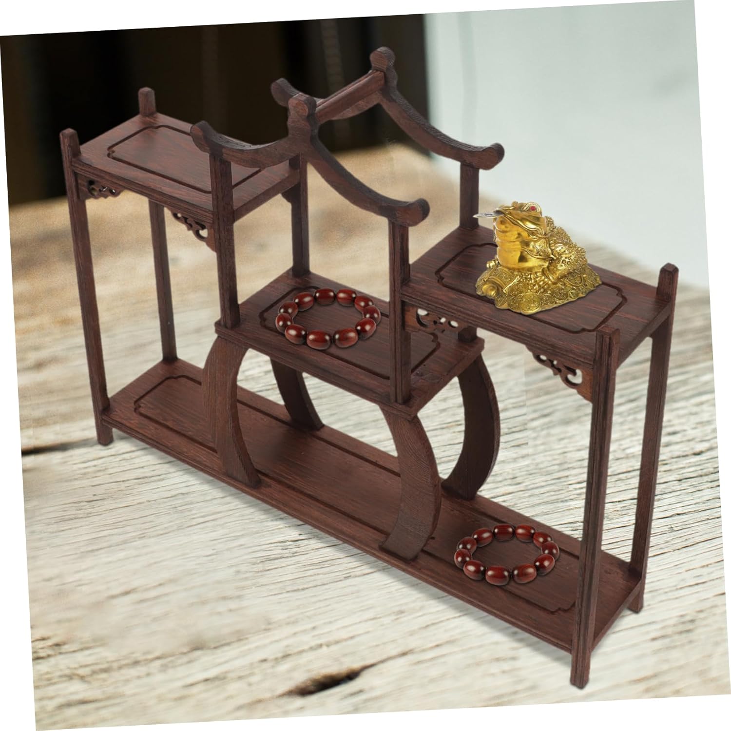 SUPVOX Wooden Plant Stand and Display Shelf Multi-functional Antique Shelf for Indoor Plants Elegant Tea Table for Living Room and Office Decor Solid Wood Construction