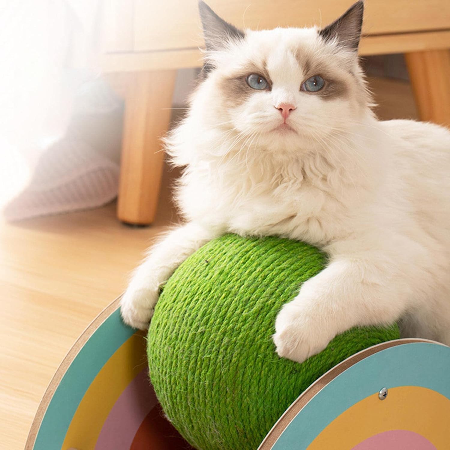 Baoblaze Cat Scratcher Toy, Natural Sisal Cat Scratching Ball, Cat Scratcher Ball, Scratching Ball for Indoor Cats Kittens, Interactive Wood Scratcher
