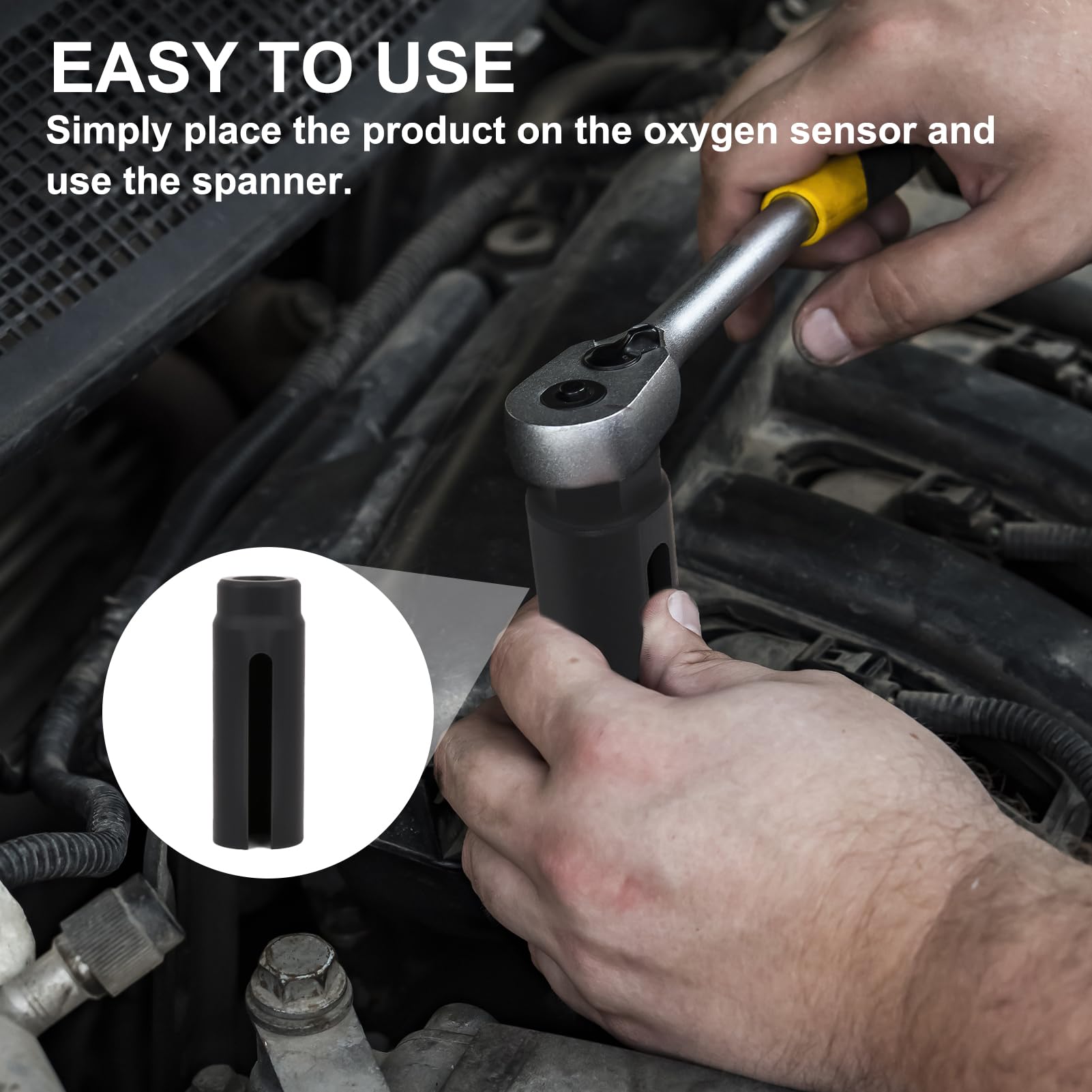 Oxygen Sensor Socket with Side Wire Cutout, 1/2" Drive X 22mm O2 Sensor Socket Universal Oxygen Sensor Removal Tool for Motorcycle Car to Prevent Wires Damage - Image 2