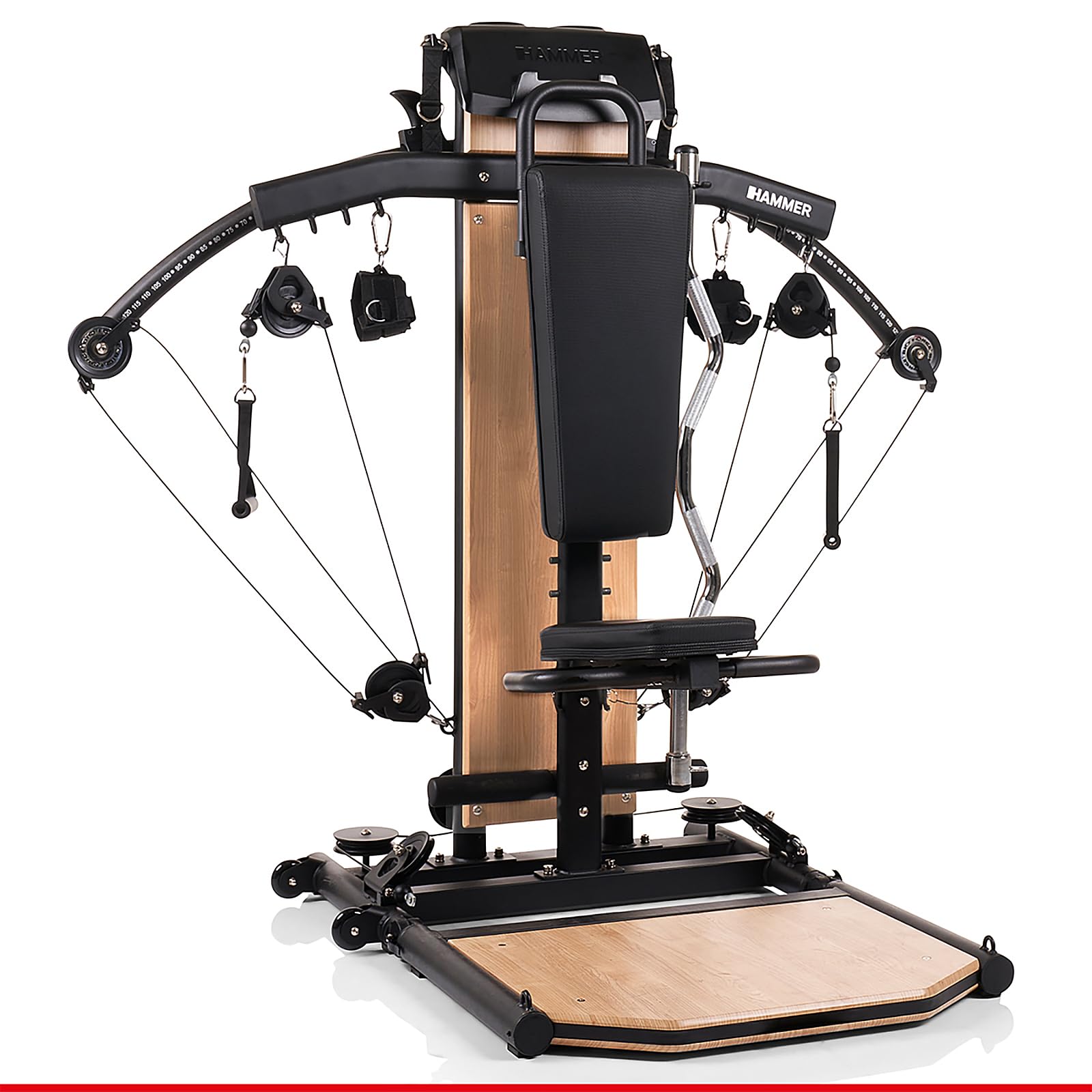 HAMMER Kraftstation BioForce MX NorsK - Fitnessstation für Zuhause, Bauchtrainer, Latzug, TNT-Widerstandstechnologie, Fitness Tower mit 125 kg Zuggewicht, über 80 Übungen, Platzsparend