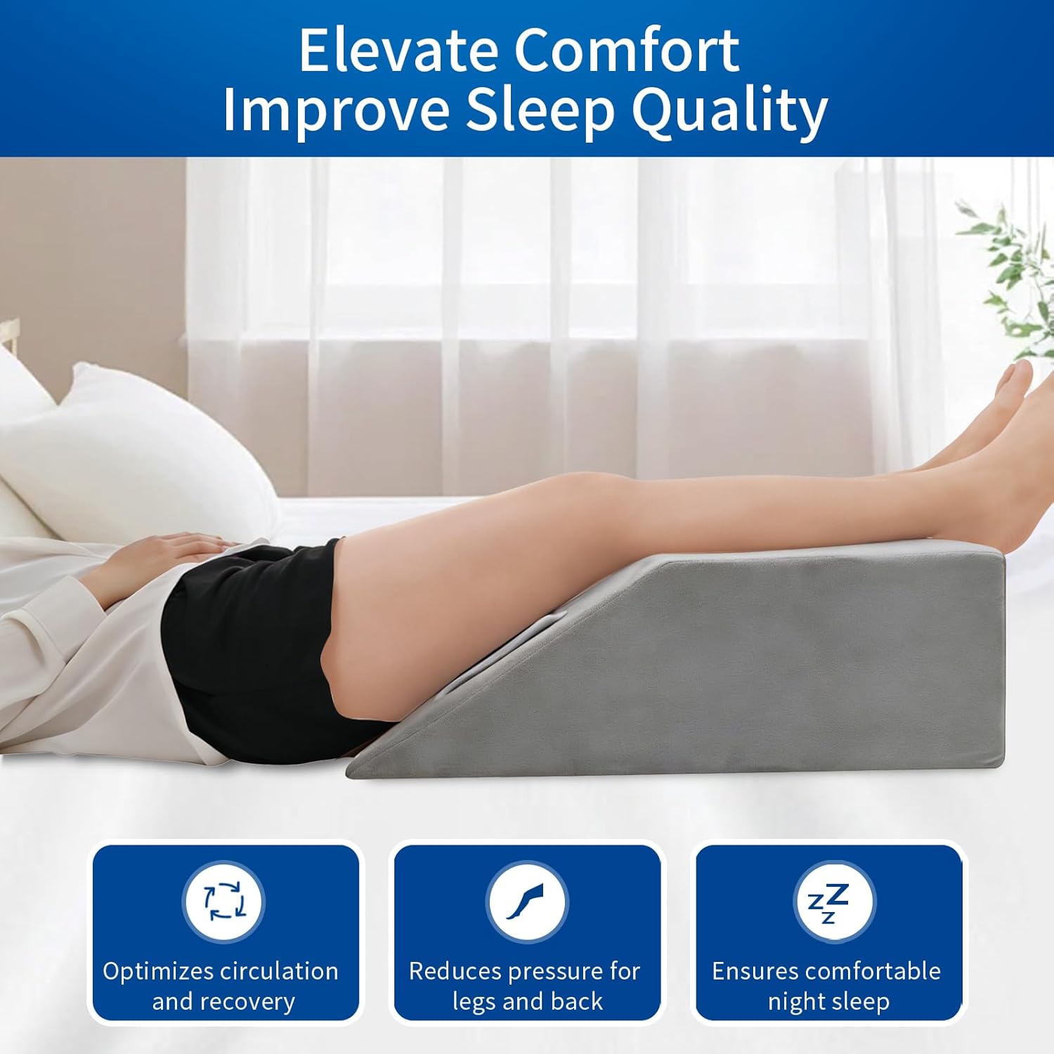Leg Elevation Pillows for After Surgery, Memory Foam Leg Pillow for Sleeping Lower Back Hip Ankle Sciatica Pain Relief