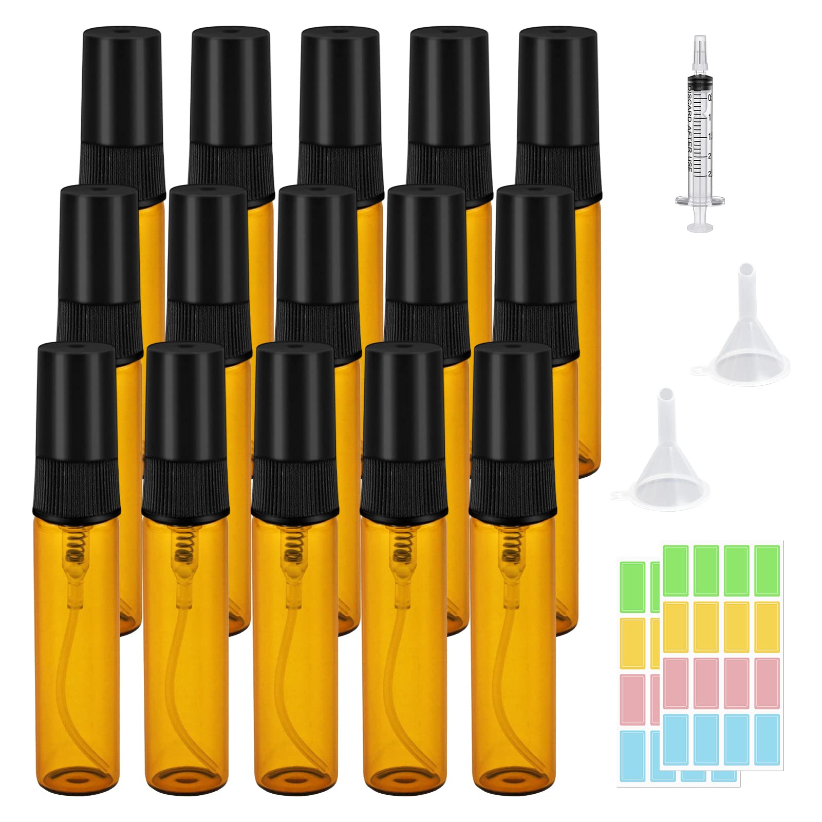 15 Bernsteinfarbene Glasflaschen 5 Ml – Mit Schraubdeckel Für ätherische Öle