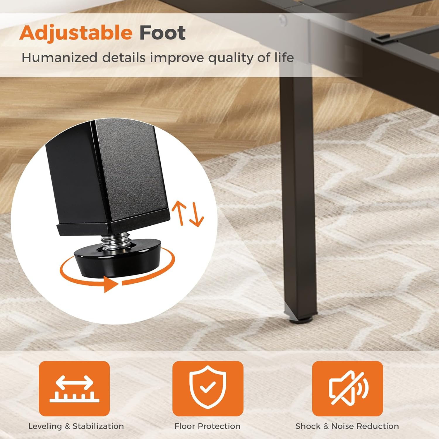 DUMOS King Bed Frame, Metal Platform with 11.9" Under-Bed Storage, Heavy Duty Steel Slat Support No Box Spring Needed, Easy Assembly, Black