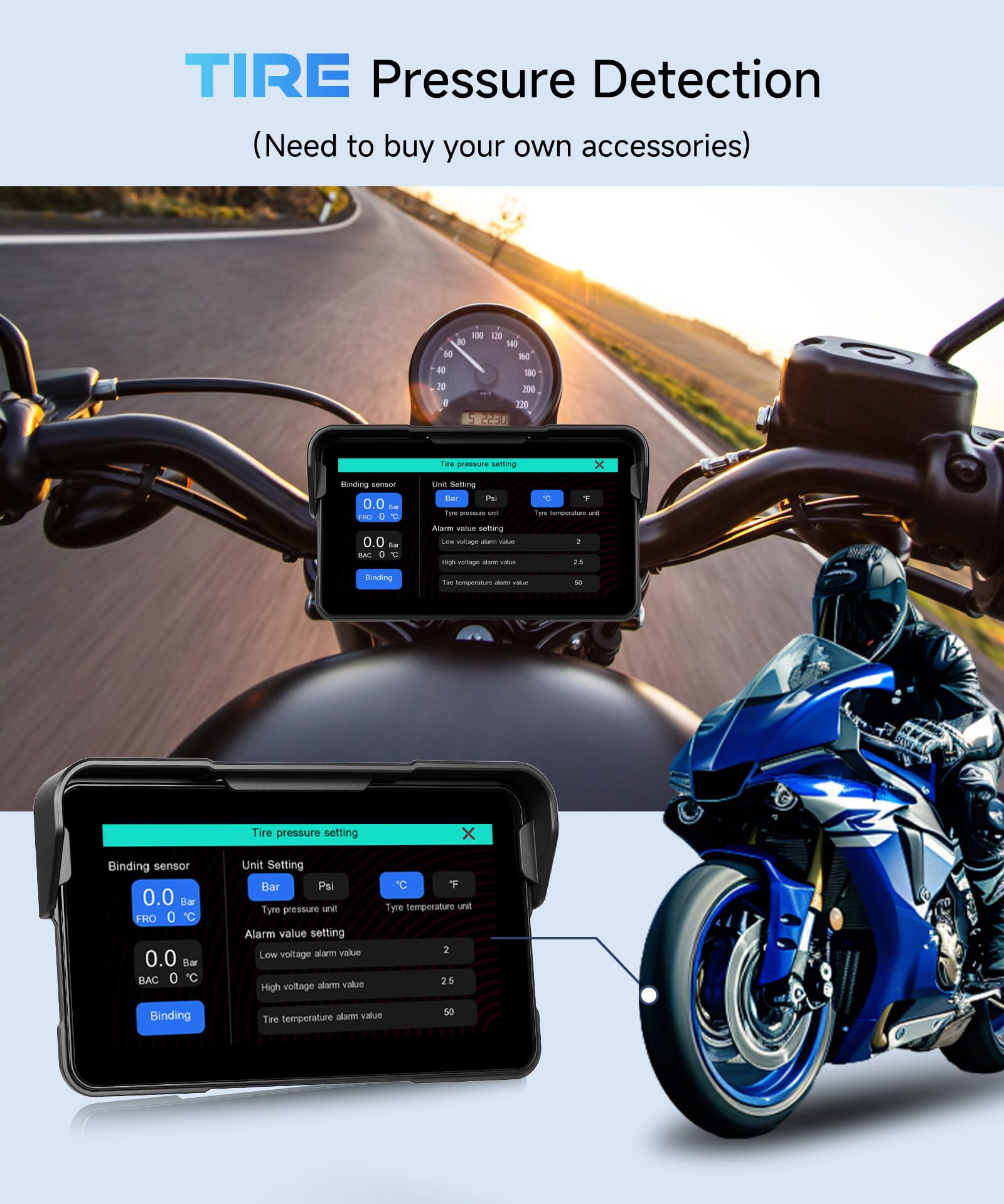 Motorcycle Carplay Android Auto Screen, 5 Inch Wireless CarPlay with Anti-Theft Design Mount, IP68 Waterproof Car Play Moto Touchscreen Dual Bluetooth Portable GPS Navigation