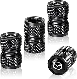 RocarKB 4 Pcs Black Metal Car Wheel Tire Valve Stem Cover-Auto Valve Stem Caps Suitable for Mazda CX-5 CX-7 CX-8 M6 MX5 RX7 RX8 A8 CX9 MX6 R3 M2 M3 M5 Styling Decoration Accessories