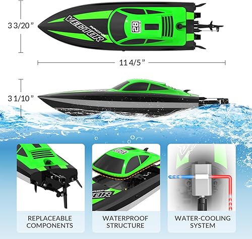 Miniatura 37 de volantexrc Barco de control remoto RC para piscina, control de 2.4 GHz, barcos RC para adultos, barco eléctrico de lago con sistema de refrigeración