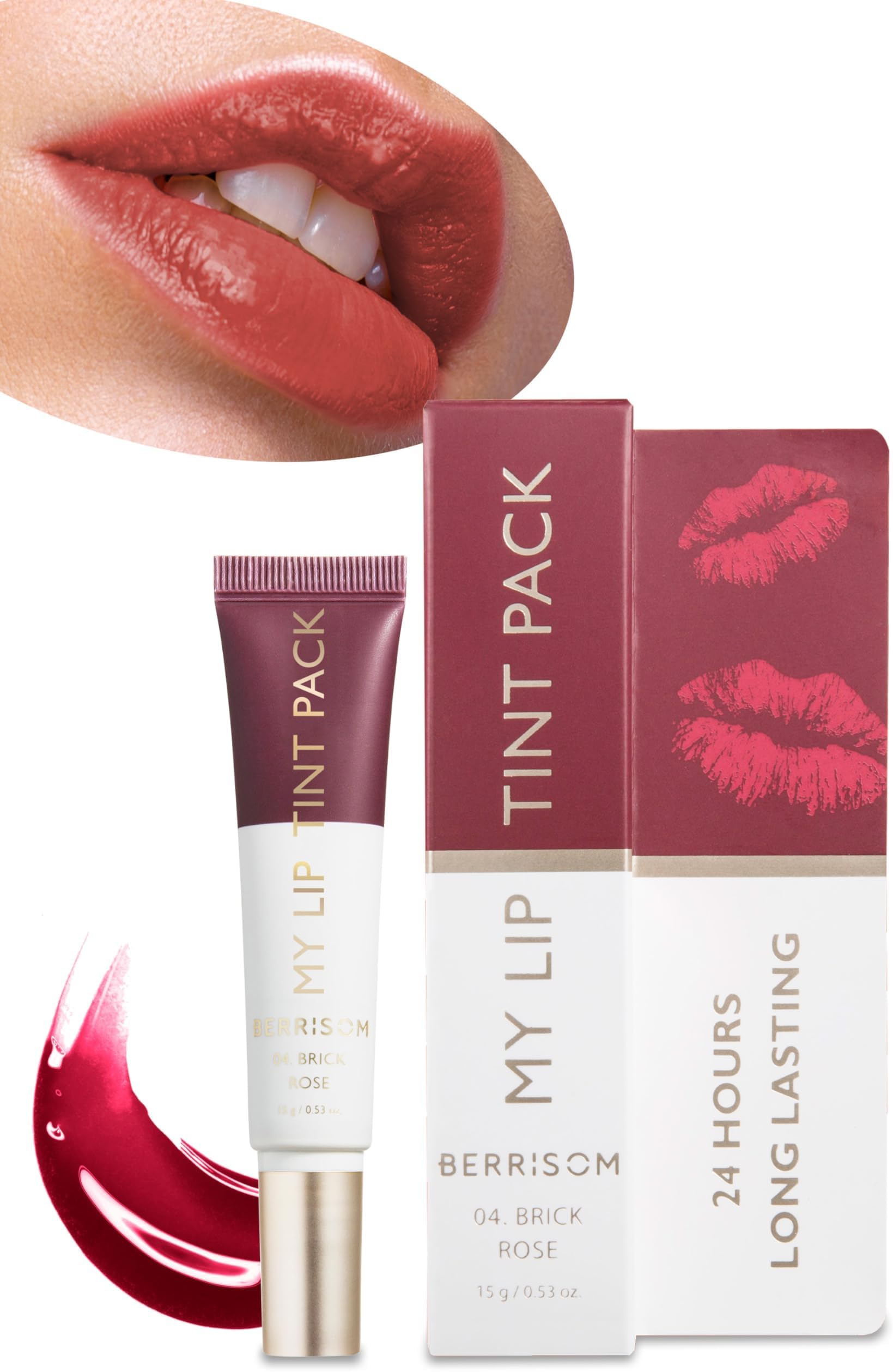 Lip My Tint Pack - Long Lasting Lip Stain Marker, Waterproof Lipstick (04. Brick Rose, 0.50 Fl Oz)
