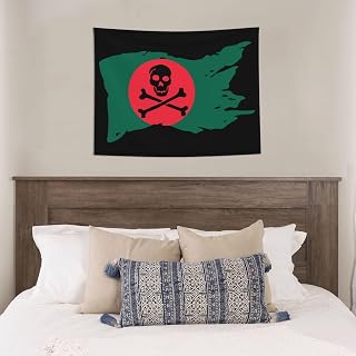 Pirate'S Skull Flag Of Bangladeshi Large Tapestry Wall Hanging For Bedroom And Living Room - Soft Durable Lightweight Tapestry For Any Season Indoors Or Outdoors 29x37in