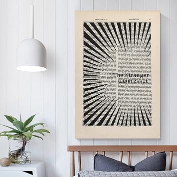 Book Cover Posters The Stranger by Albert Camus Canvas Wall Art Poster For Room Aesthetic And Decor Canvas Painting Posters And Prints Wall Art Pictures for Living Room Bedroom Decor 12x18inch(30x45c