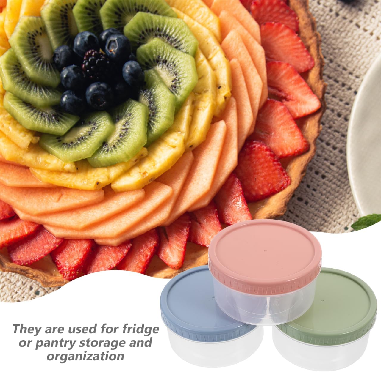 6 pack Food Storage Containers with Lids Round Refrigerator Boxes 4.52 X 4.52 X 2.36 in Fresh Storage Cases for Fruit Vegetables Nuts Pudding Pantry Freezer Kitchen Organization image 3