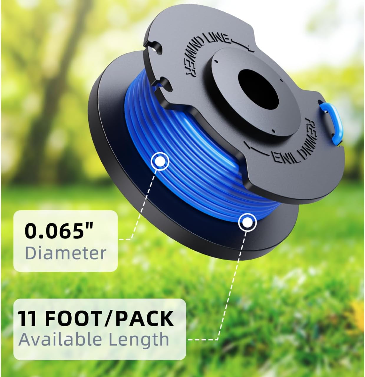 Weed Wacker String Replacement Compatible with Ryobi One+ AC14RL3A, 0.065'' String Trimmer Refill for Ryobi String Trimmer, 99 FT Autofeed Weed Eater String for R yobi 18V,24V,40V(9 Spools+2 Caps)
