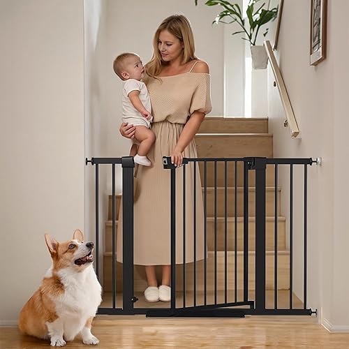 Mumeasy 29.6-46" Baby Gate for Stairs, Pressure Mounted Dog Gate