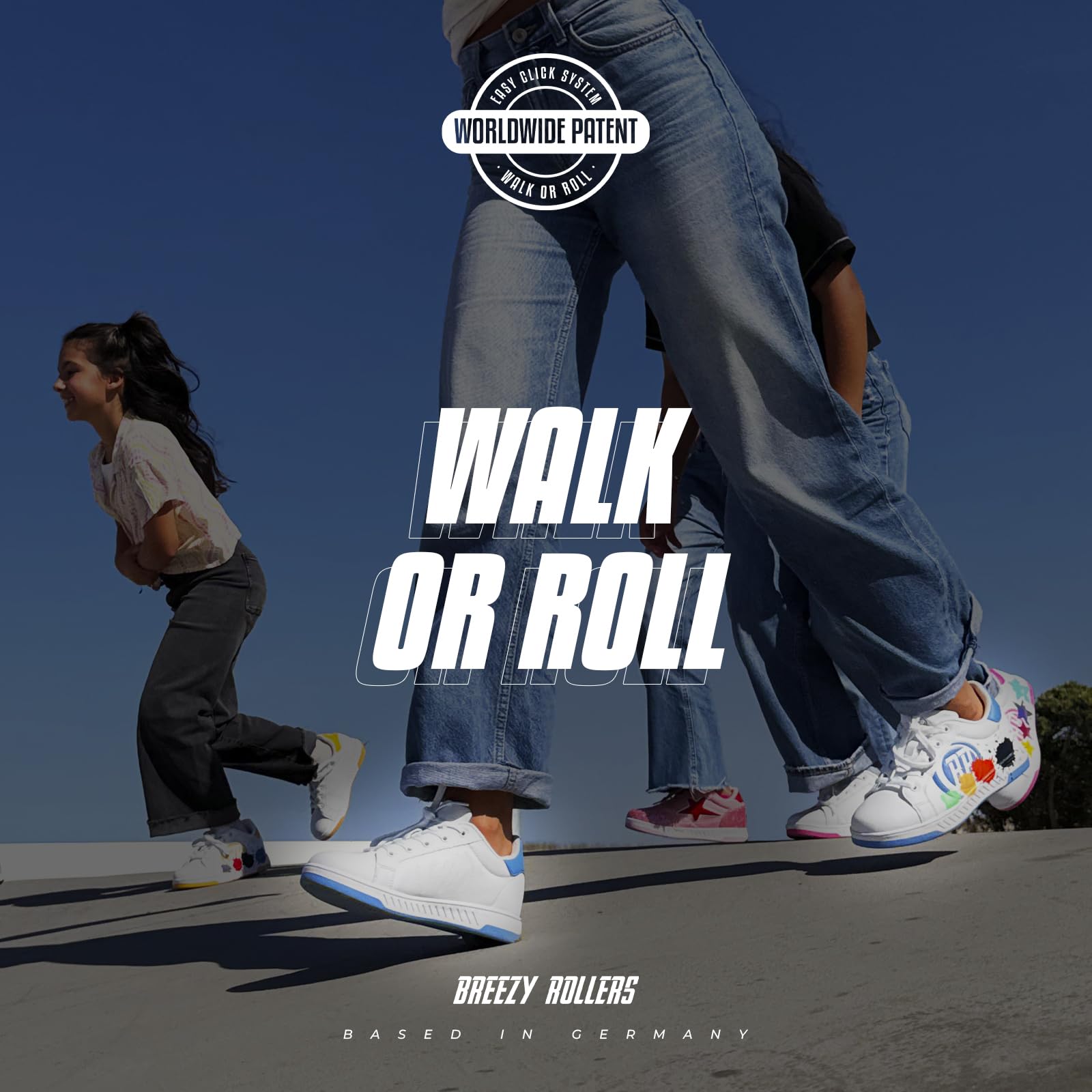 BREEZY ROLLERS Zapatos con Ruedas para Niños | Zapatillas-Patines Infantiles | De Zapatos Callejeros a Patines en Segundos | Sistema de Clic Patentado | Zapatillas con Ruedas para Niñas y Niños