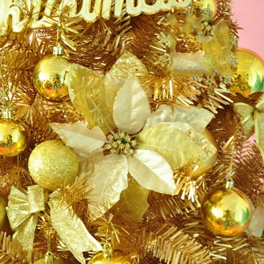 ZUMAHA Árbol de Navidad Dorado, árbol Artificial con Soporte de Metal y pequeñas Luces LED, árbol de Navidad para decoración de Puerta Principal de Entrada