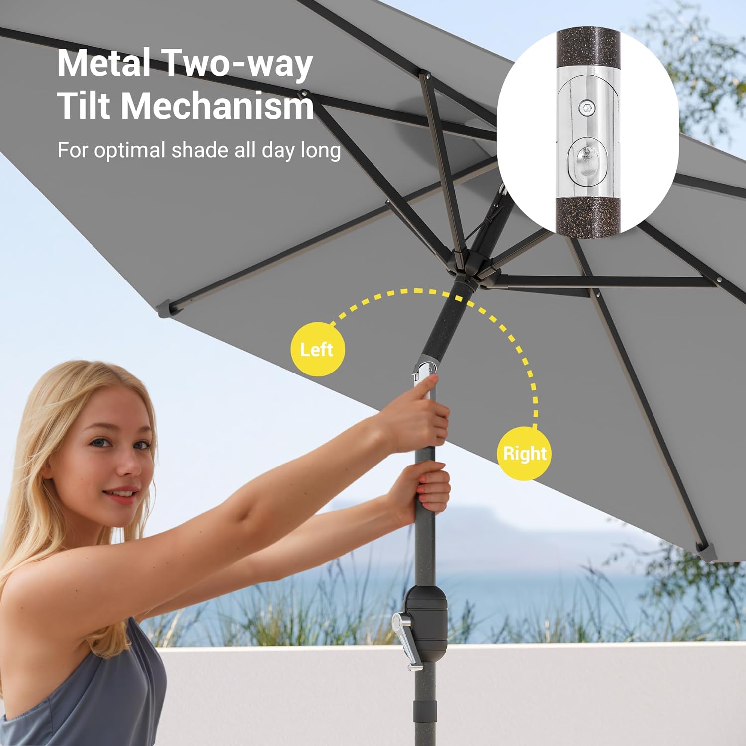 7.5ft Outdoor Umbrella Patio Umbrella 2-Year-Non-Fading Steel umbrella outdoor patio with Push Button Tilt and Crank